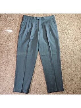 READ Vtg Givenchy Monsieur Pleated Dress Pants Mens 35R Gray 31" Inseam Cuffed